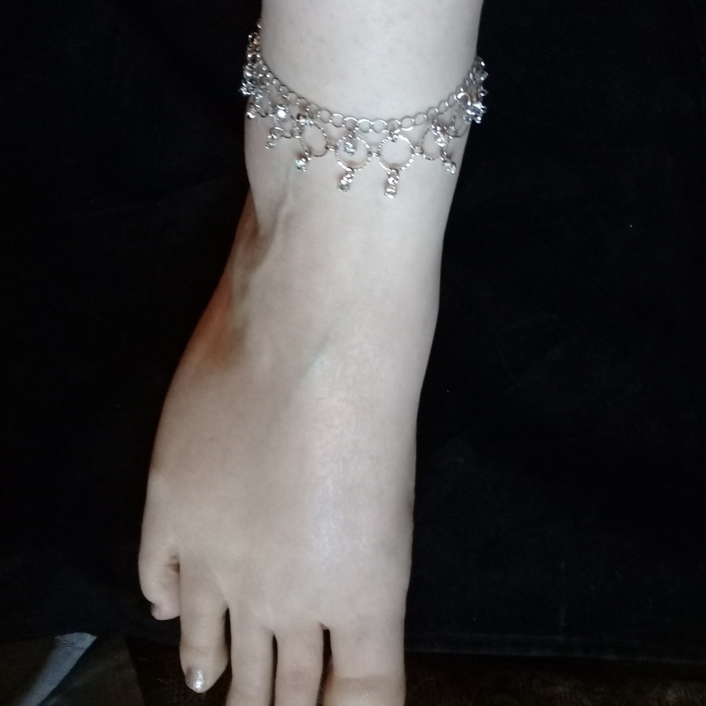 Silver and crystal ankle bracelet
